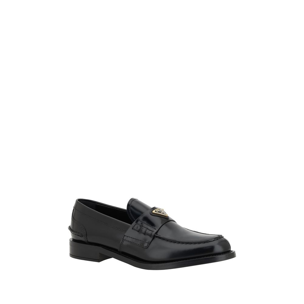 Mocassins Prada en cuir noir avec logo