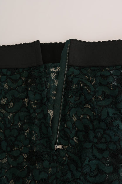 Pantalon leggings en dentelle florale verte Dolce & Gabbana