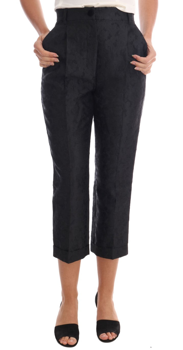 Pantalon Capri Dolce & Gabbana en brocart floral noir