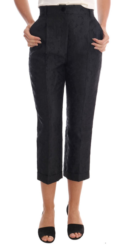 Pantalon Capri Dolce & Gabbana en brocart floral noir