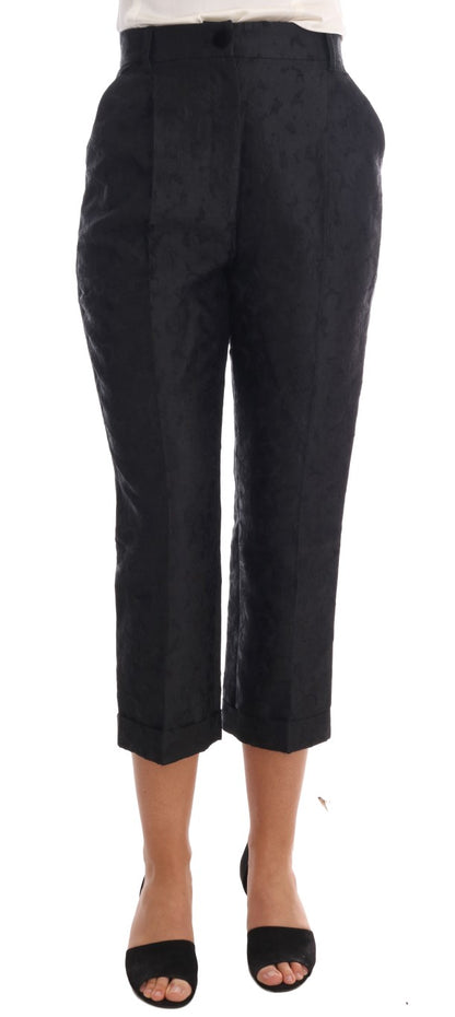 Pantalon Capri Dolce & Gabbana en brocart floral noir