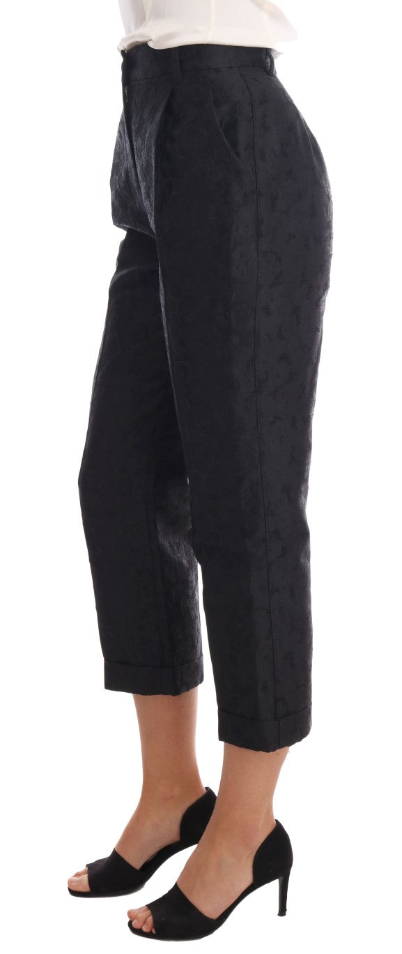 Pantalon Capri Dolce & Gabbana en brocart floral noir