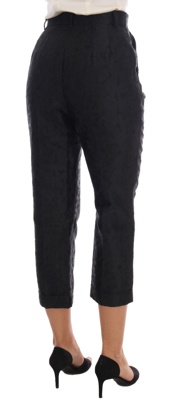 Pantalon Capri Dolce & Gabbana en brocart floral noir