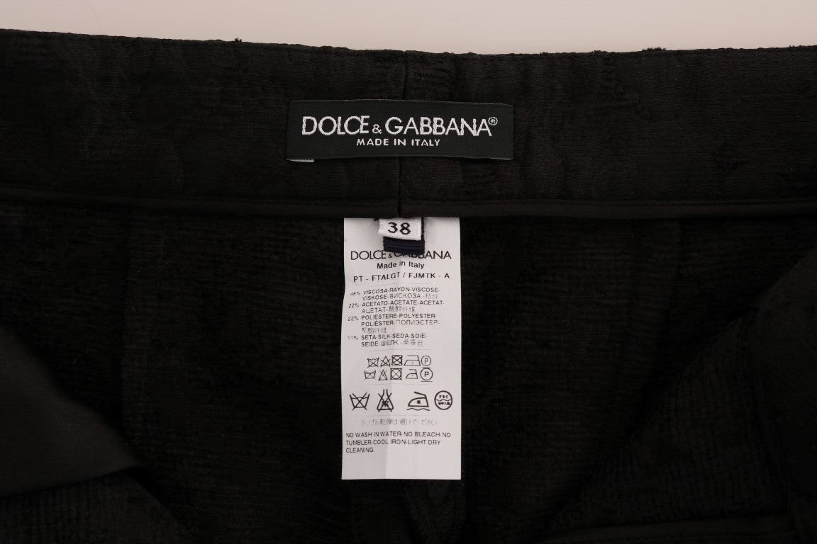Pantalon Capri Dolce & Gabbana en brocart floral noir