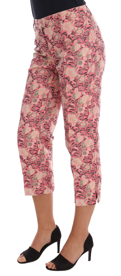 Pantalon Capri en brocart floral rose Dolce & Gabbana