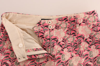 Pantalon Capri en brocart floral rose Dolce & Gabbana