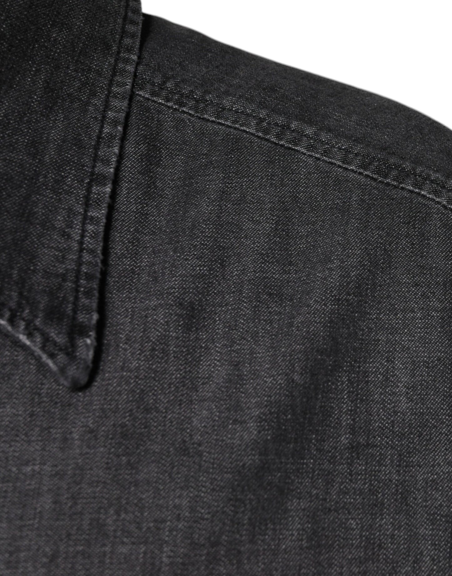 Camisa vaquera de algodón negra con logo y botones de Dolce & Gabbana