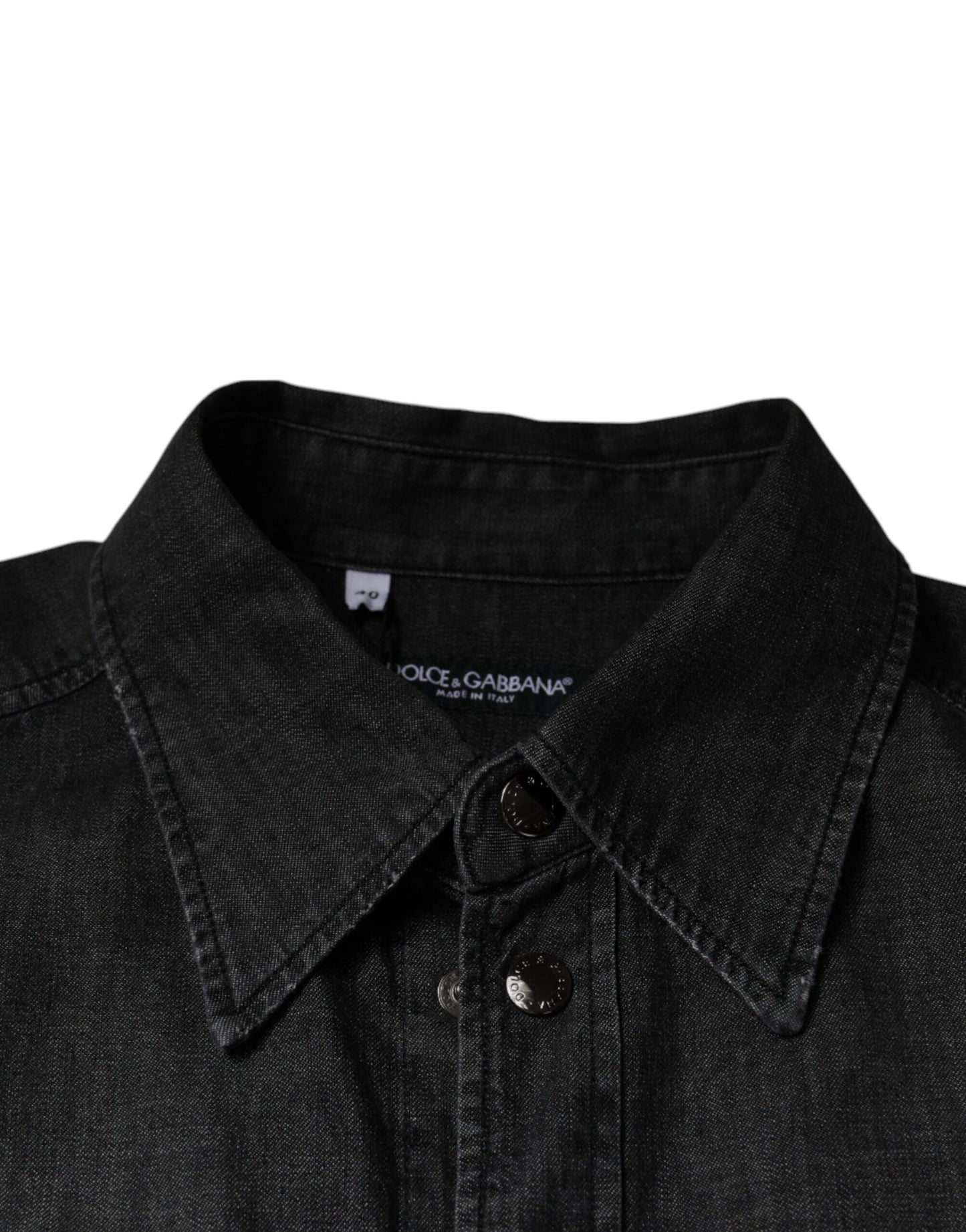 Camisa vaquera de algodón negra con logo y botones de Dolce & Gabbana