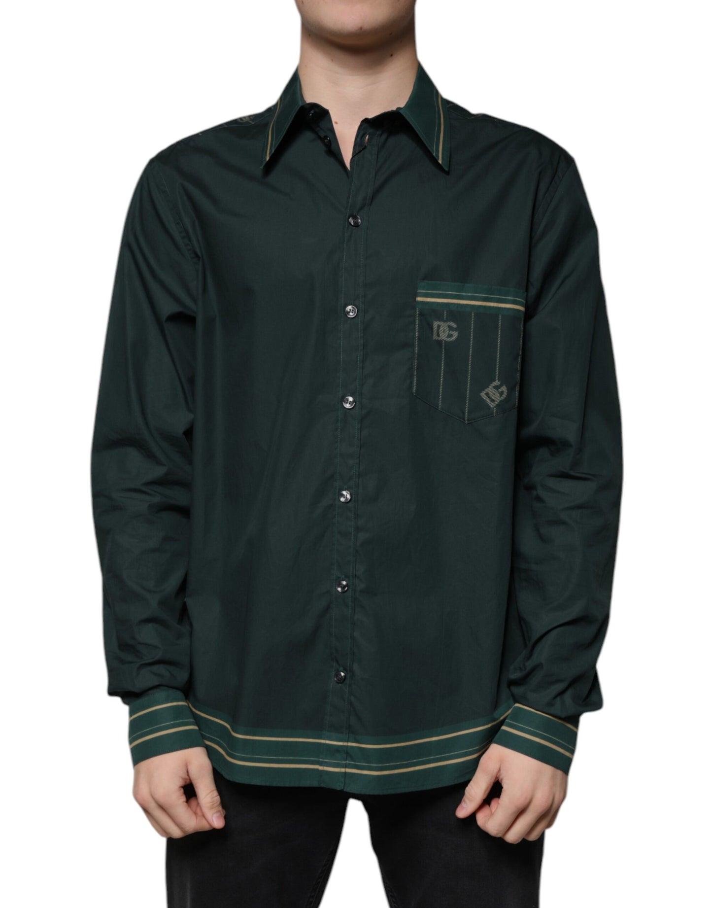 Chemise décontractée à manches longues Dolce & Gabbana MARTINI à logo vert