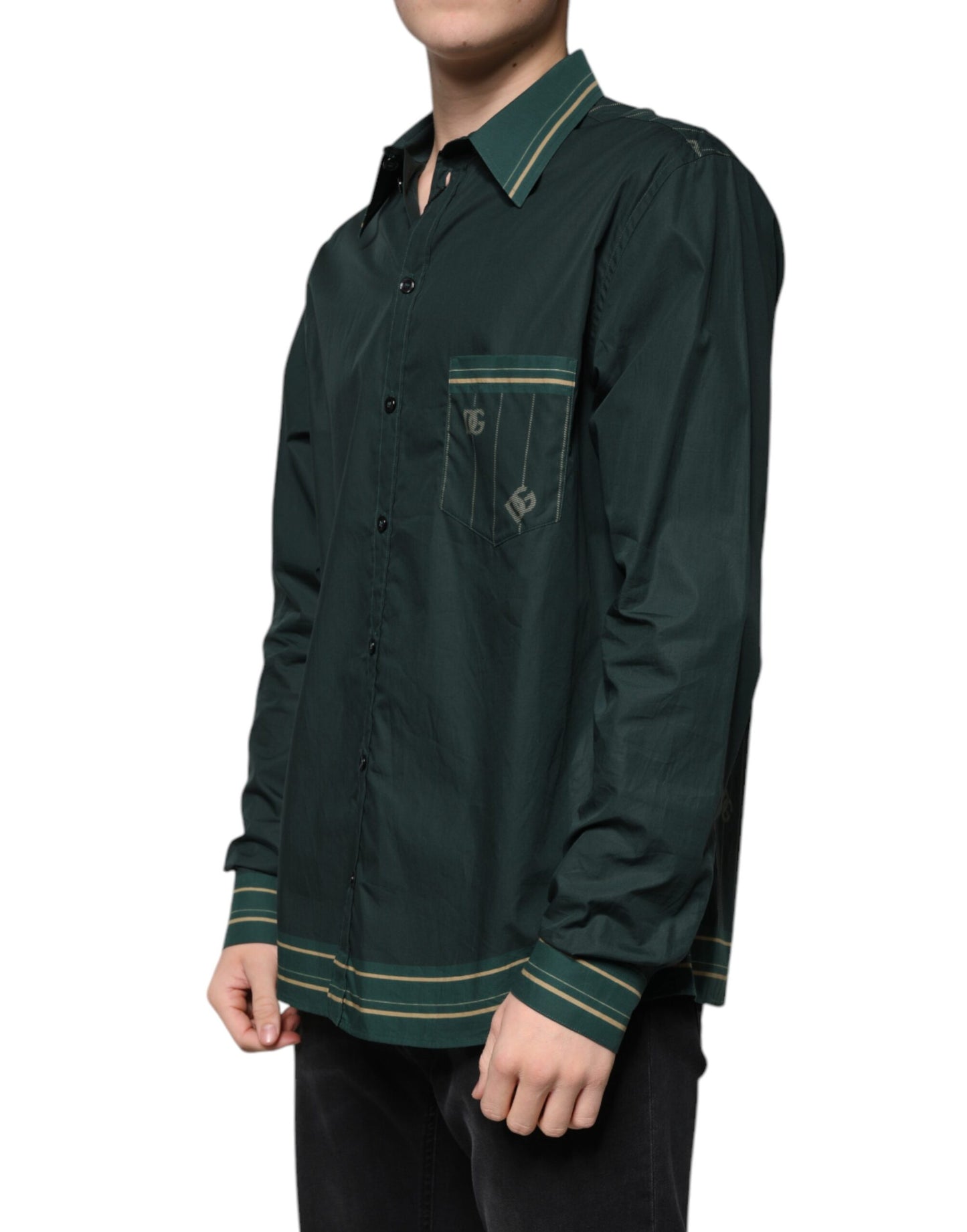 Chemise décontractée à manches longues Dolce & Gabbana MARTINI à logo vert