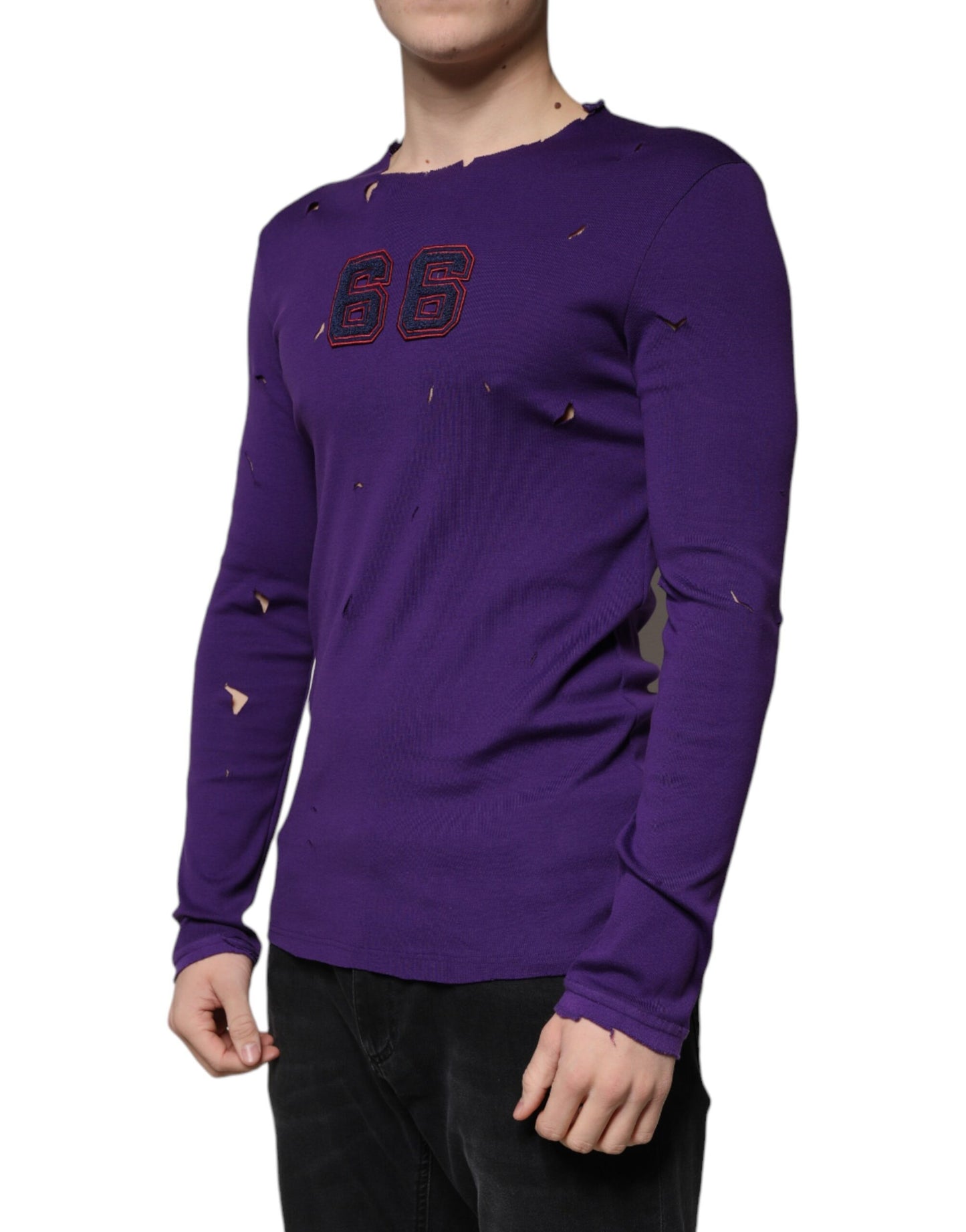 Pull Homme Dolce & Gabbana Col Rond en Coton Violet