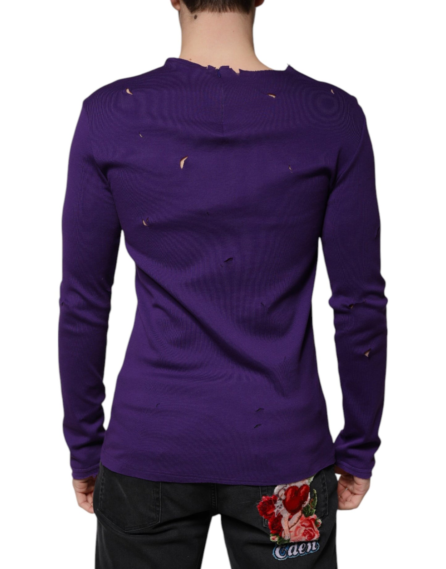 Pull Homme Dolce & Gabbana Col Rond en Coton Violet