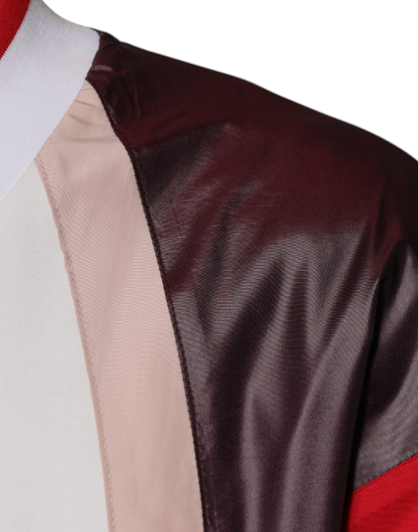 Camiseta de algodón de punto con cuello de pico y logo multicolor de Dolce & Gabbana