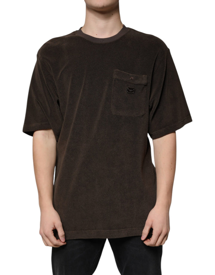 T-shirt marron en coton à manches courtes et col rond Dolce & Gabbana
