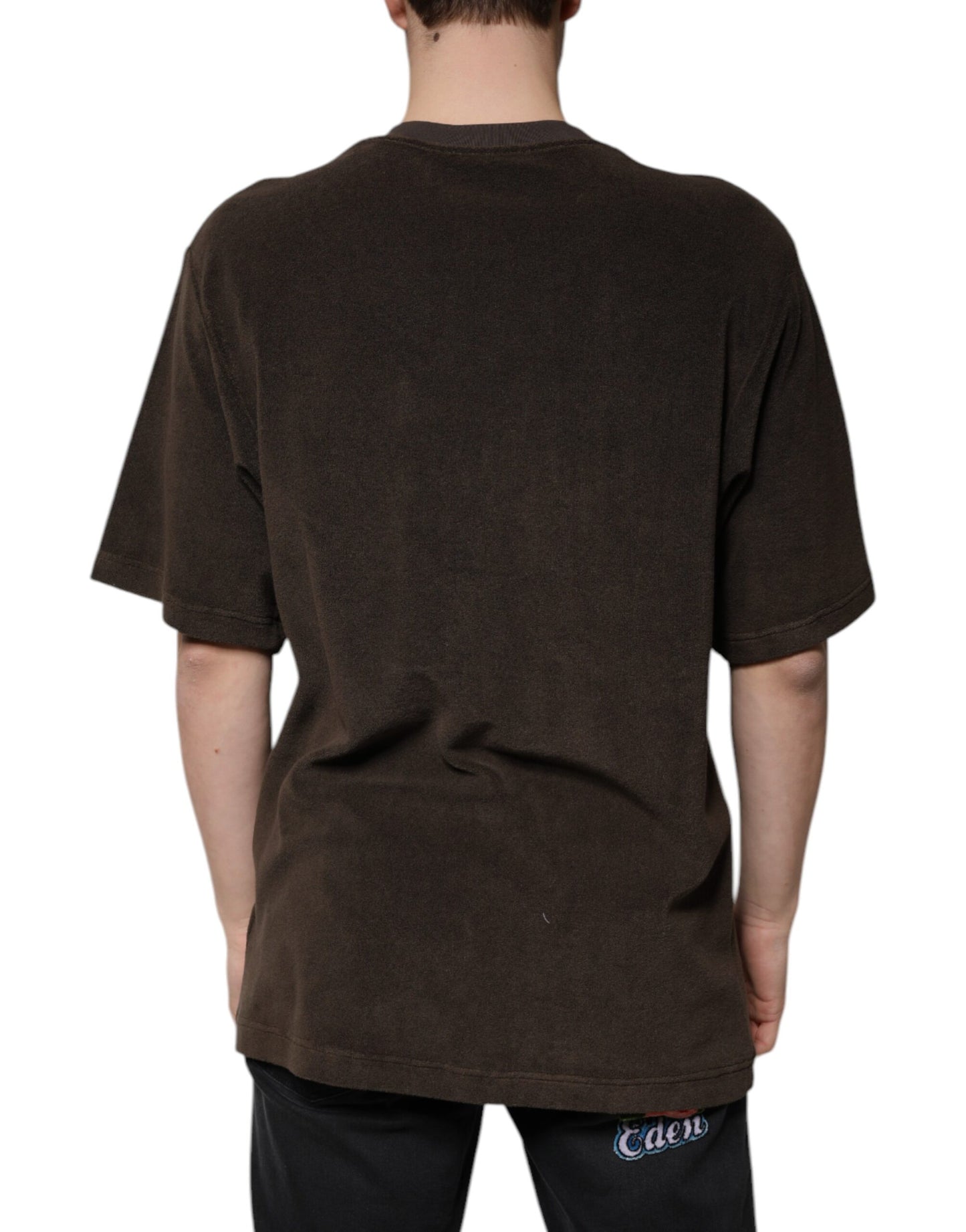 T-shirt marron en coton à manches courtes et col rond Dolce & Gabbana