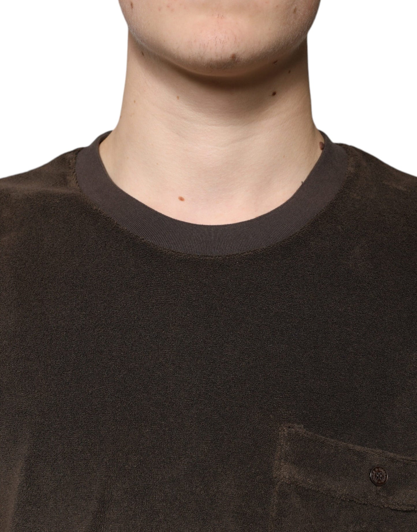 T-shirt marron en coton à manches courtes et col rond Dolce & Gabbana
