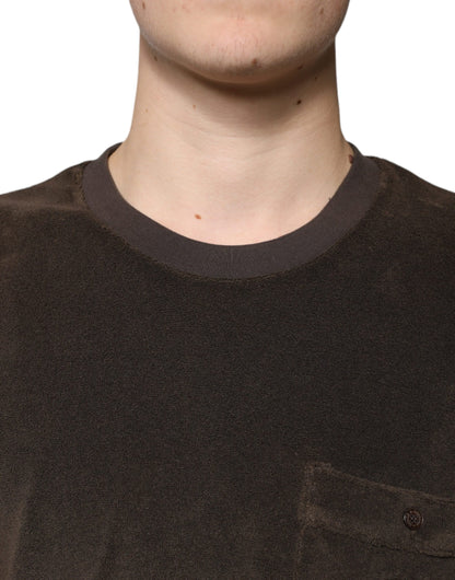 T-shirt marron en coton à manches courtes et col rond Dolce & Gabbana