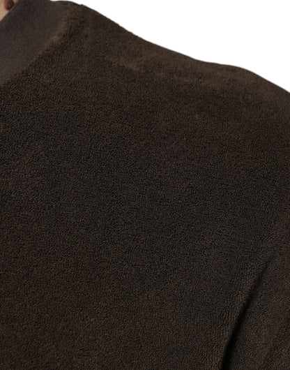 T-shirt marron en coton à manches courtes et col rond Dolce & Gabbana