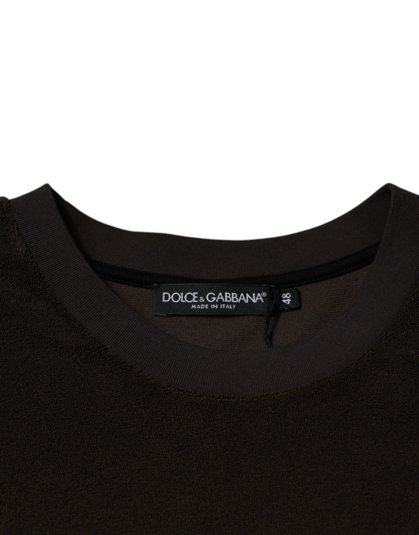 T-shirt marron en coton à manches courtes et col rond Dolce & Gabbana