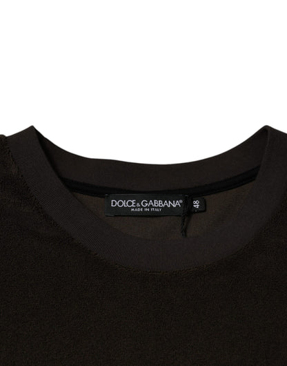 T-shirt marron en coton à manches courtes et col rond Dolce & Gabbana