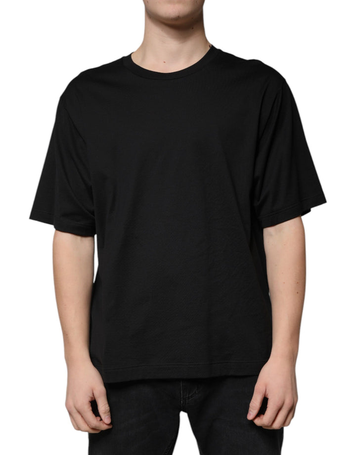 T-shirt Dolce & Gabbana en coton noir à col rond et manches courtes