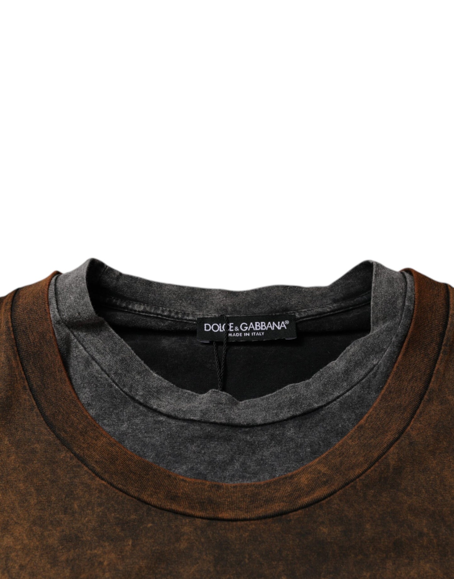Camiseta sin mangas con cuello redondo de algodón marrón Dolce & Gabbana