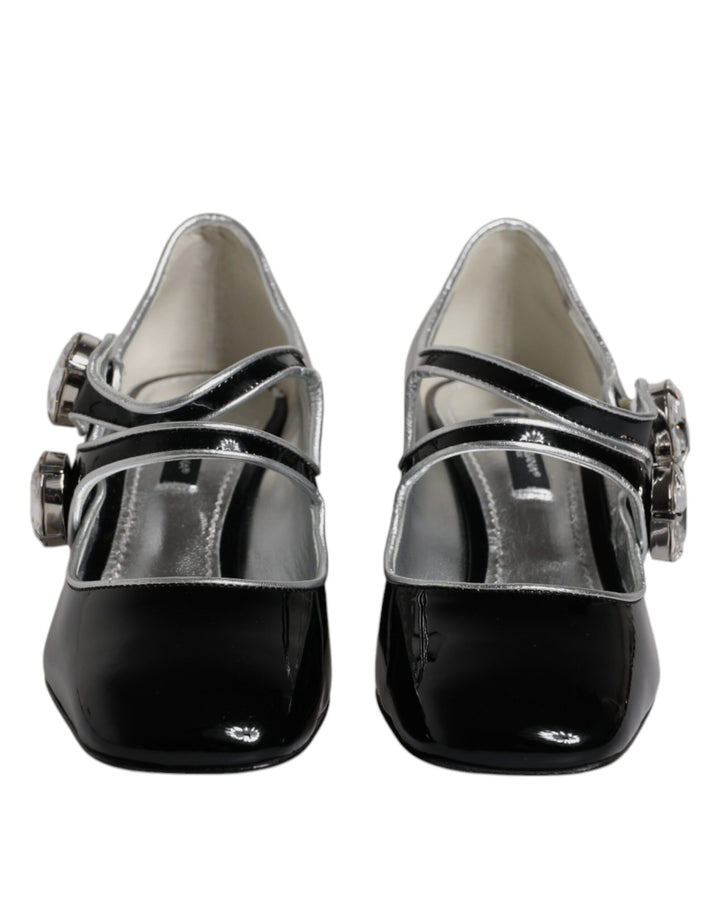 Chaussures escarpins babies Dolce & Gabbana en cuir verni noir à cristaux