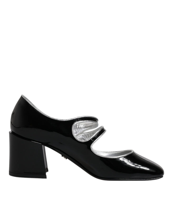Chaussures escarpins babies Dolce & Gabbana en cuir verni noir à cristaux