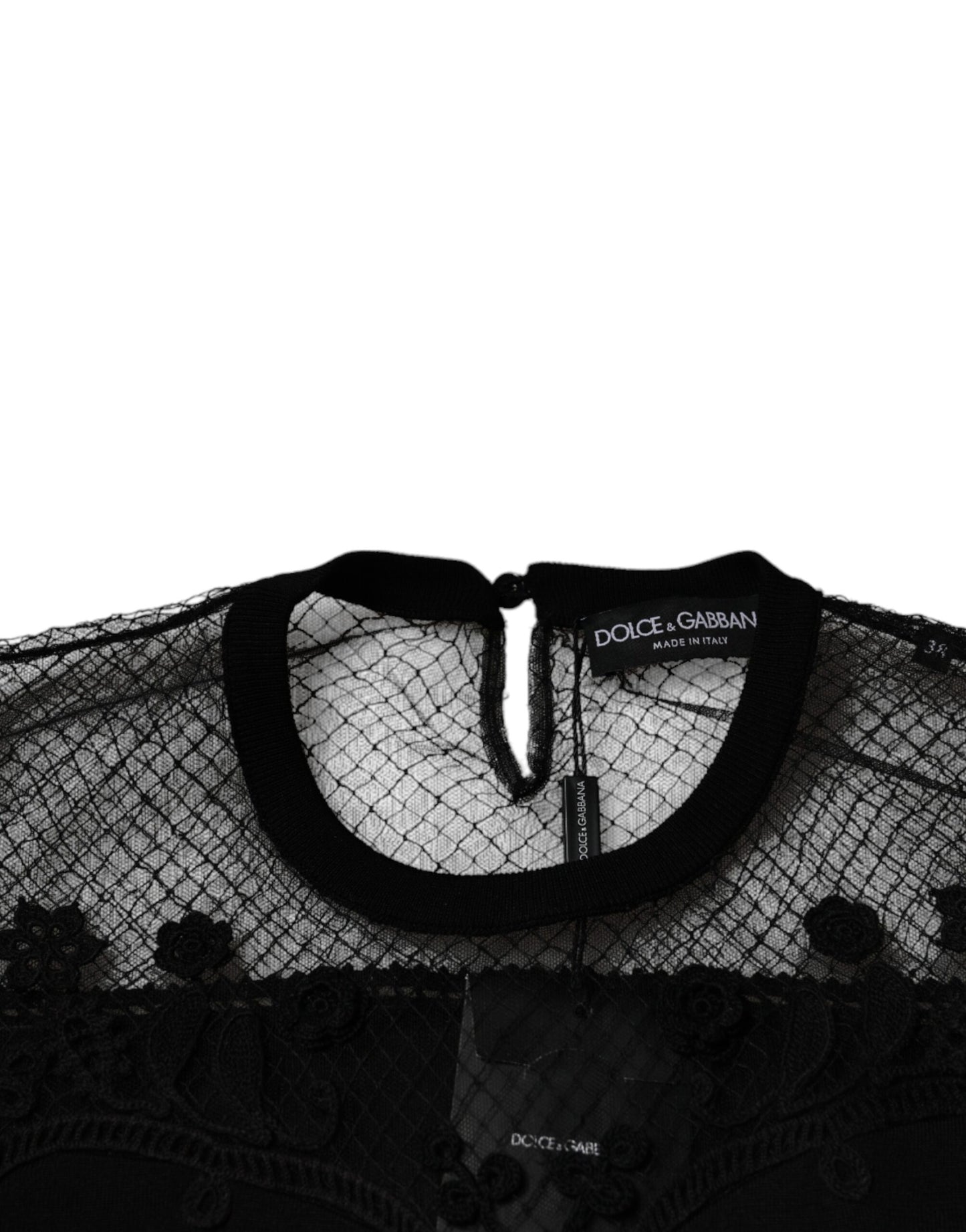 Chemisier à manches courtes en dentelle florale noire Dolce & Gabbana