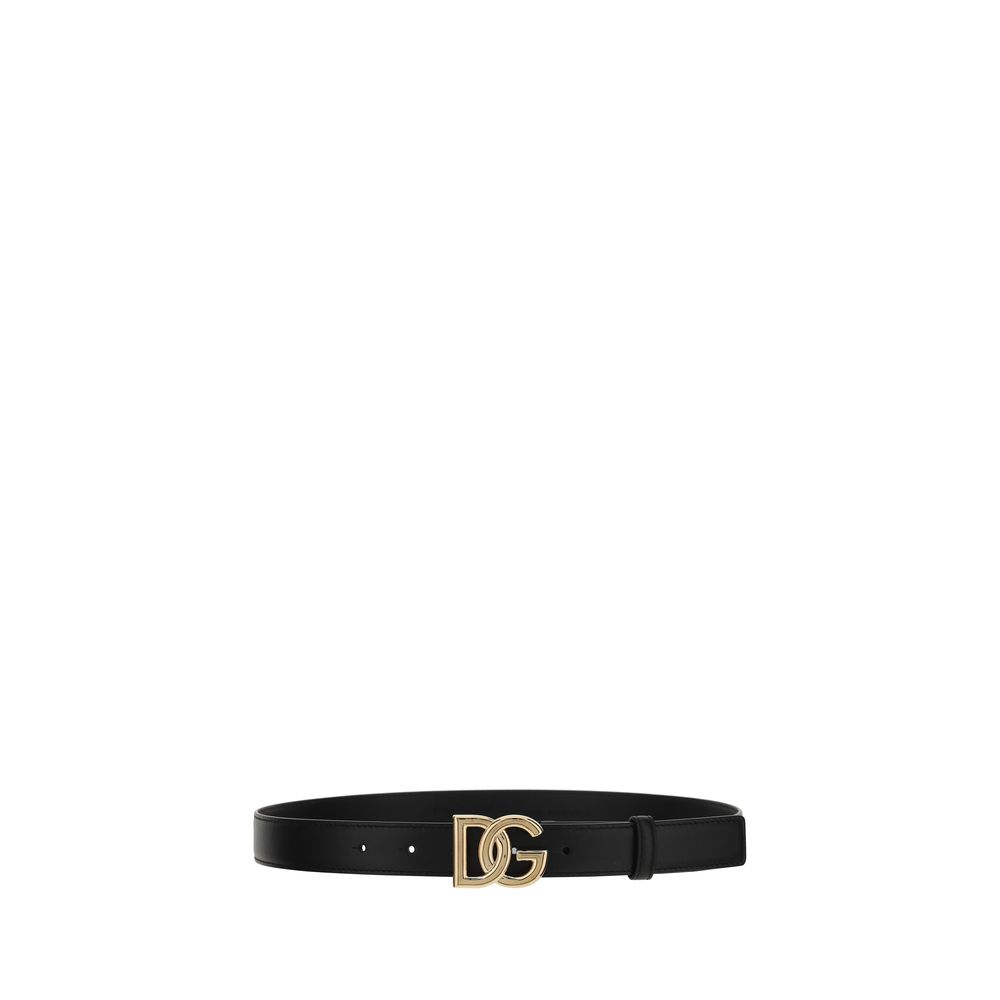 Cinturón regular Dolce & Gabbana de piel de becerro negra Bos Taurus