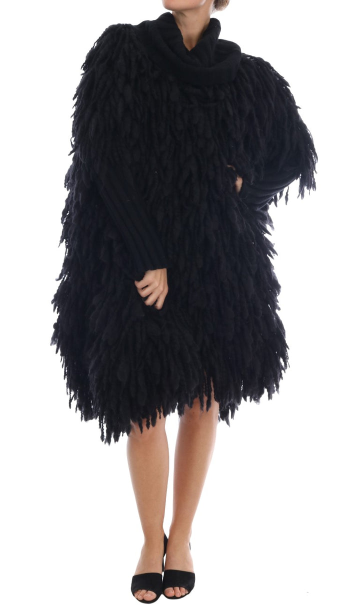 Jersey de punto de lana con flecos negros Dolce & Gabbana