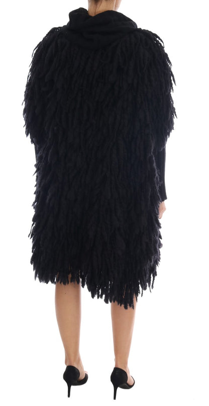 Pull en laine noir à franges Dolce & Gabbana