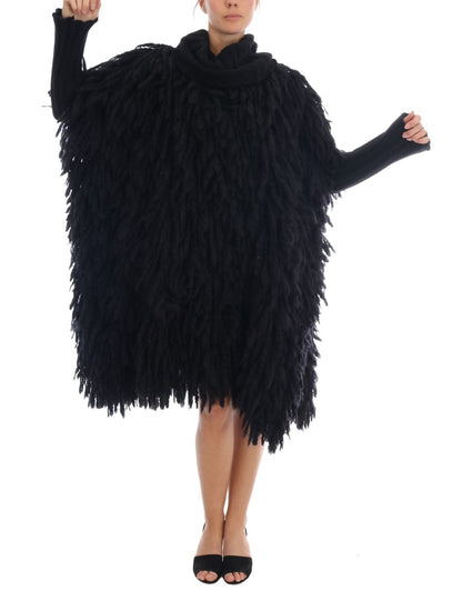 Pull en laine noir à franges Dolce & Gabbana