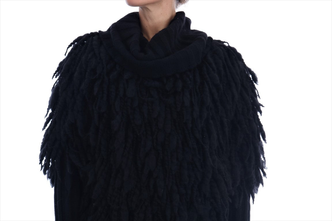 Pull en laine noir à franges Dolce & Gabbana