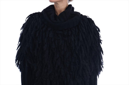 Pull en laine noir à franges Dolce & Gabbana