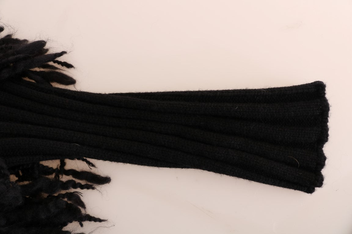 Pull en laine noir à franges Dolce & Gabbana