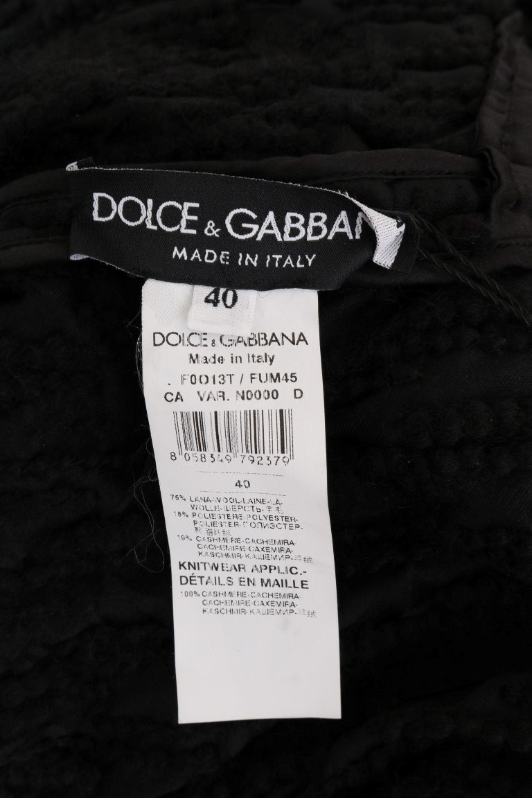 Pull en laine noir à franges Dolce & Gabbana