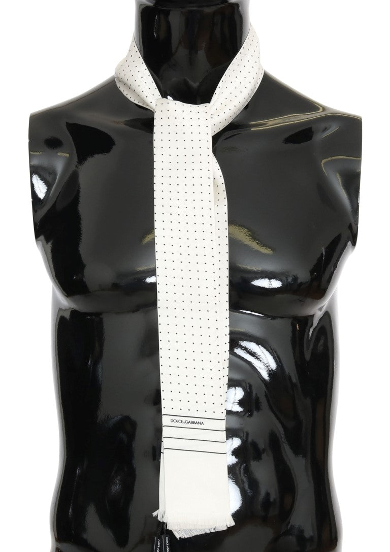 Écharpe skinny en soie blanche à pois Dolce & Gabbana