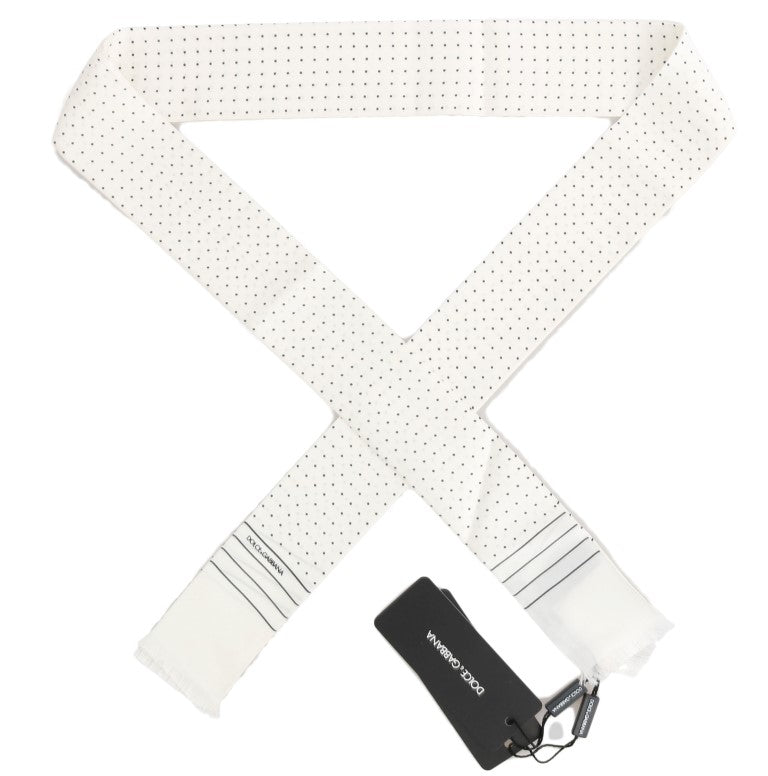 Écharpe skinny en soie blanche à pois Dolce & Gabbana