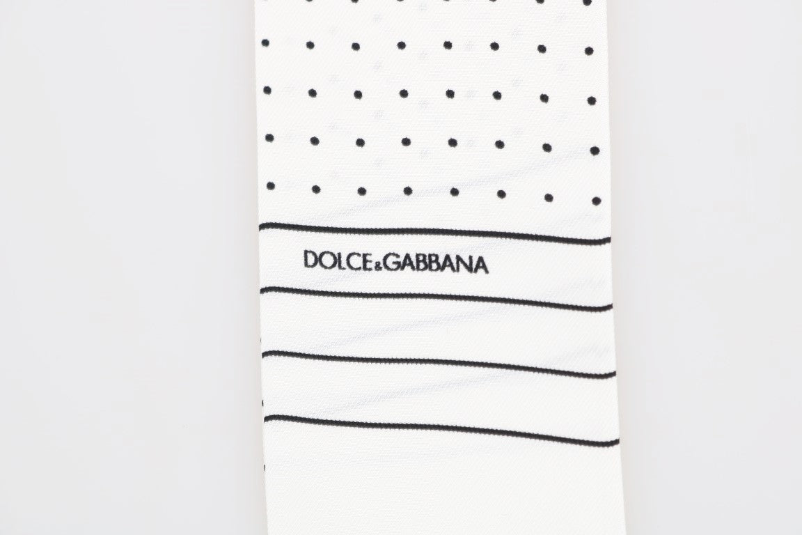 Écharpe skinny en soie blanche à pois Dolce & Gabbana