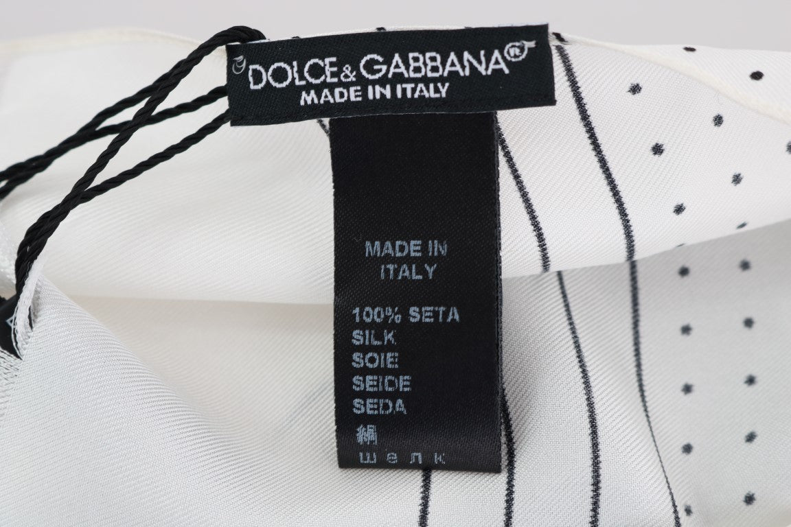 Écharpe skinny en soie blanche à pois Dolce & Gabbana
