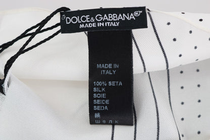 Écharpe skinny en soie blanche à pois Dolce & Gabbana