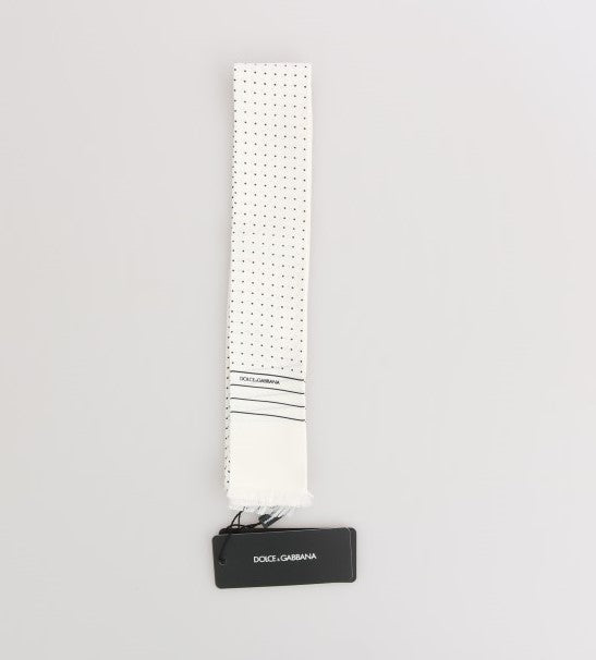 Écharpe skinny en soie blanche à pois Dolce & Gabbana