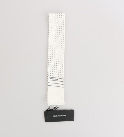 Écharpe skinny en soie blanche à pois Dolce & Gabbana