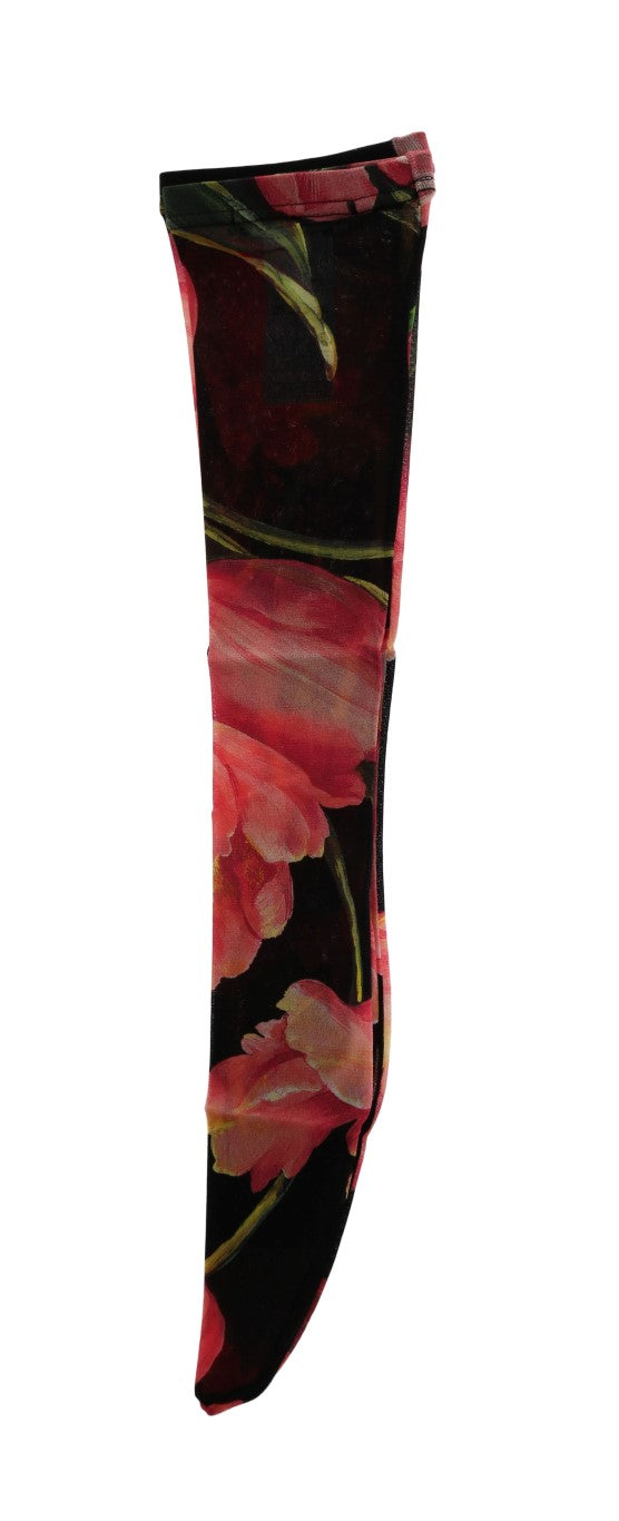 Calcetines de nailon de tulipanes florales multicolor Dolce & Gabbana