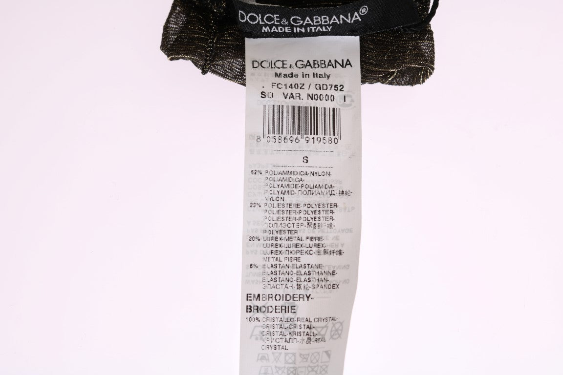 Chaussettes Dolce & Gabbana en maille extensible noire à cristaux transparents et motif floral