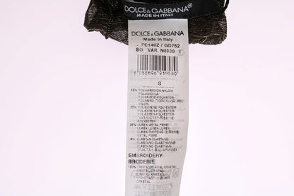 Chaussettes Dolce & Gabbana en maille extensible noire à cristaux transparents et motif floral