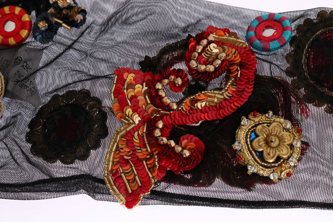 Chaussettes Dolce & Gabbana noires Carretto en cristal stretch