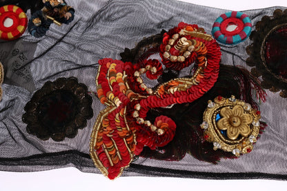 Chaussettes Dolce & Gabbana noires Carretto en cristal stretch