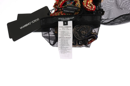 Chaussettes Dolce & Gabbana noires Carretto en cristal stretch